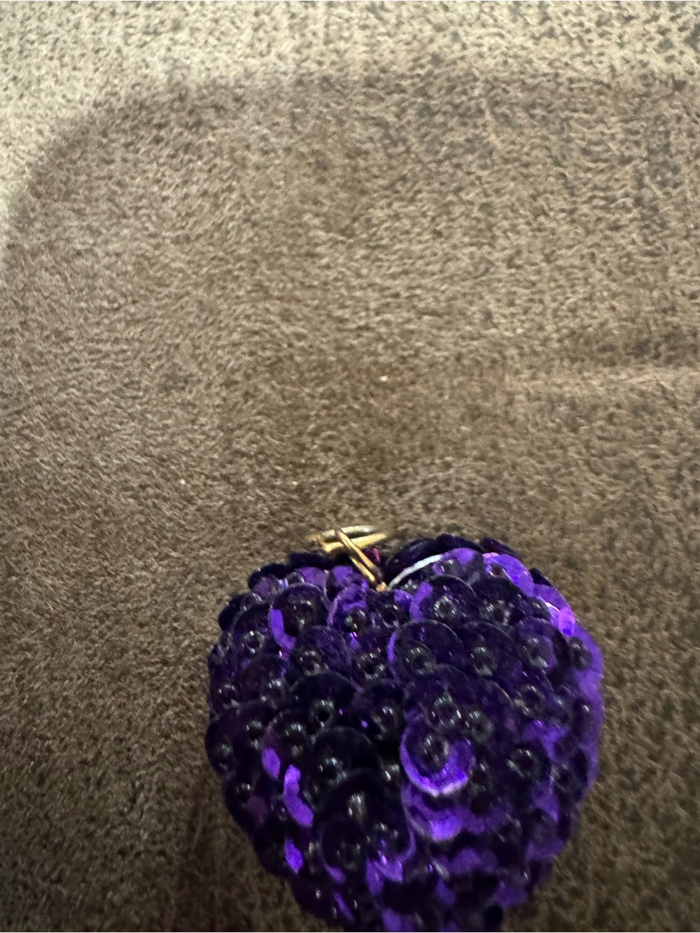Purple Sequin Heart Pendant Charm